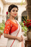 Shiuli Flower Designer Blouse(Orange)