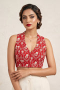 Red Heart Embroidered Blouse