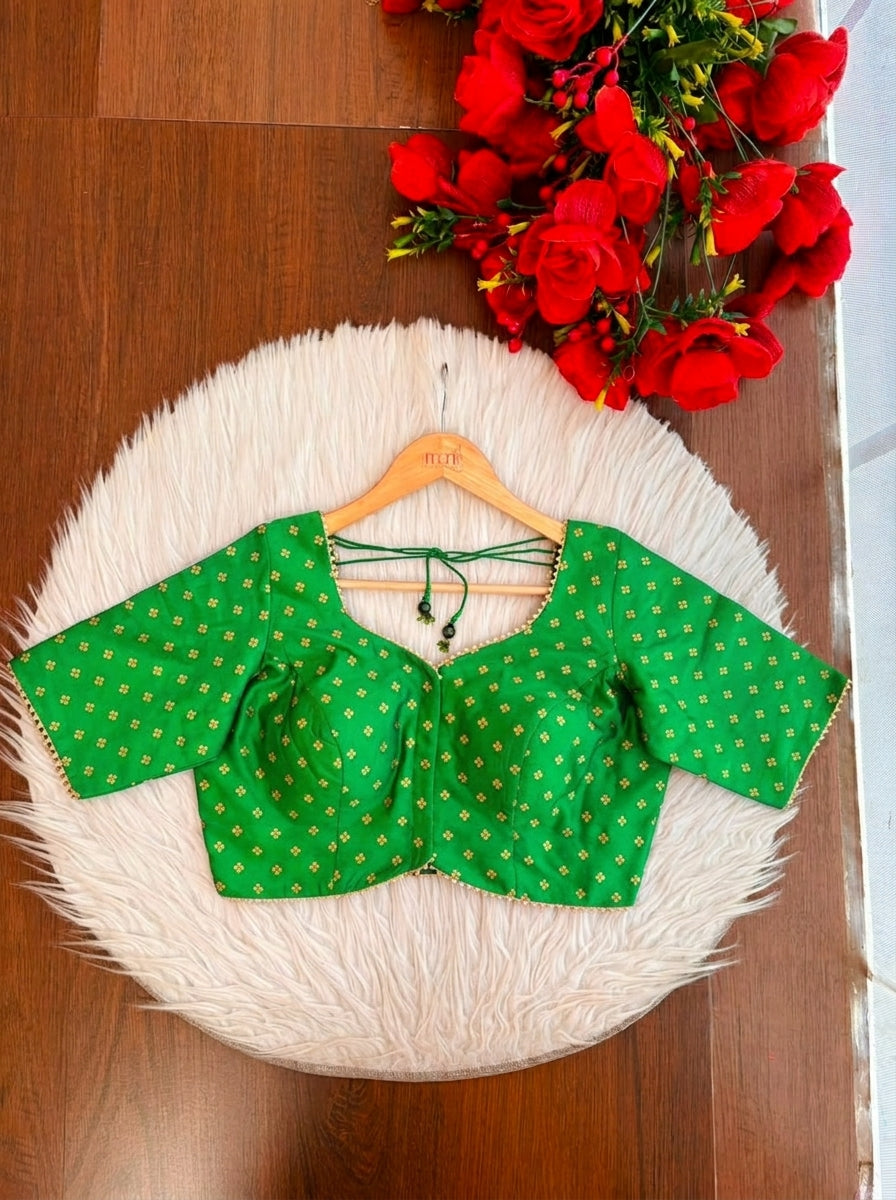 Aarvi Francy Gold-Designer Blouse( Green)