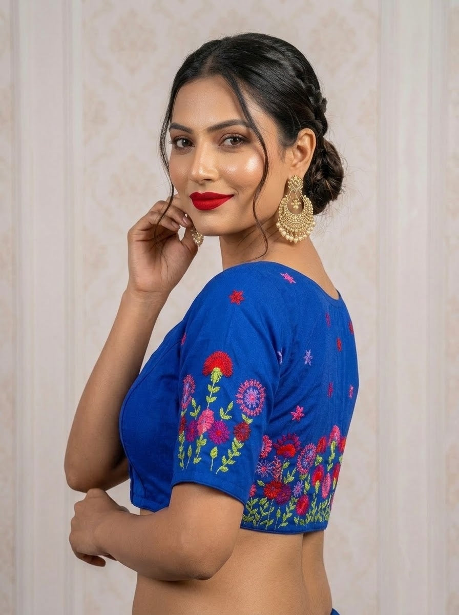 Blooming Paradise – Handstitched Designer Blouse