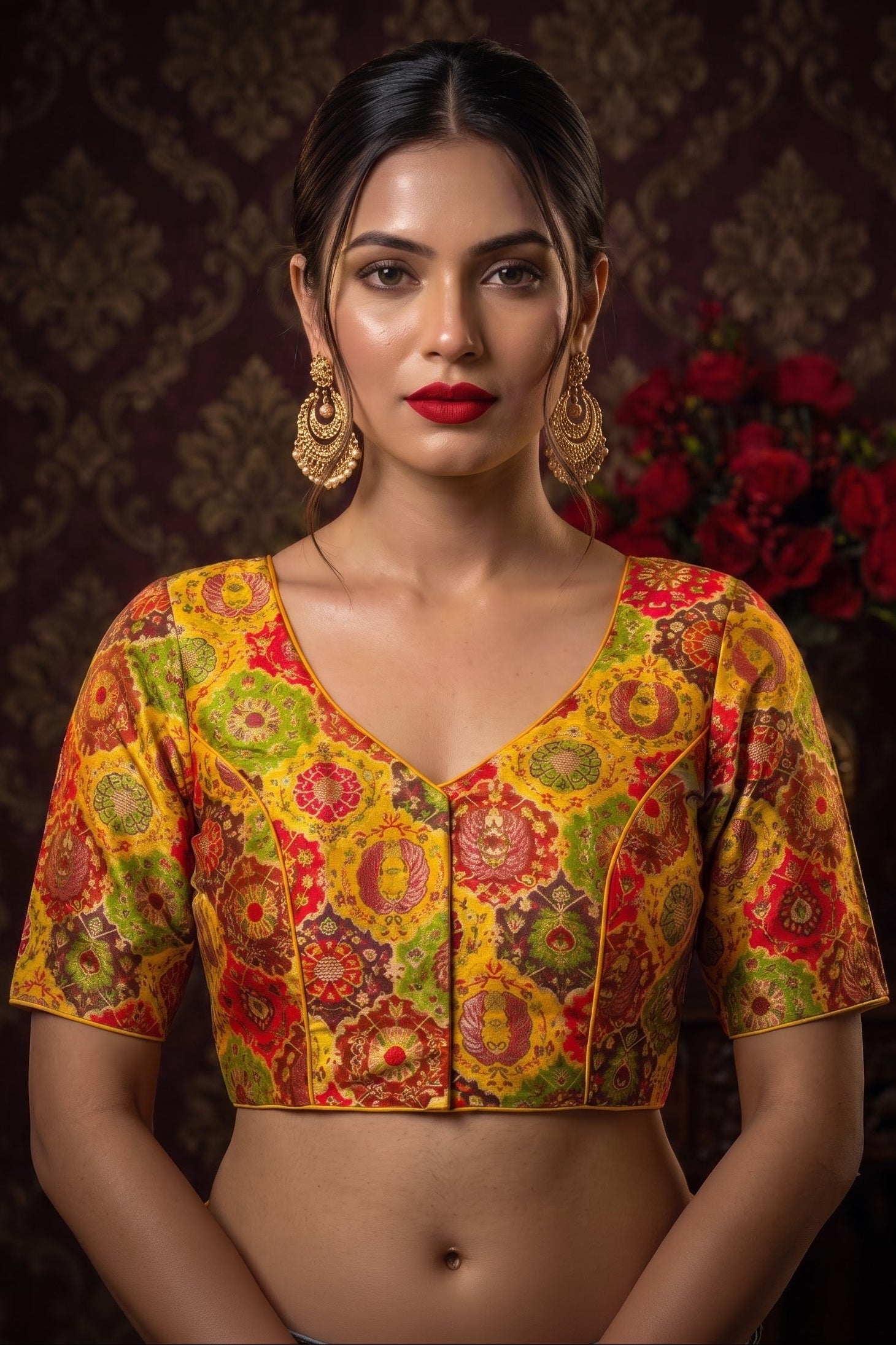 Crown on Repeat- Katan Silk Banarasi Blouse