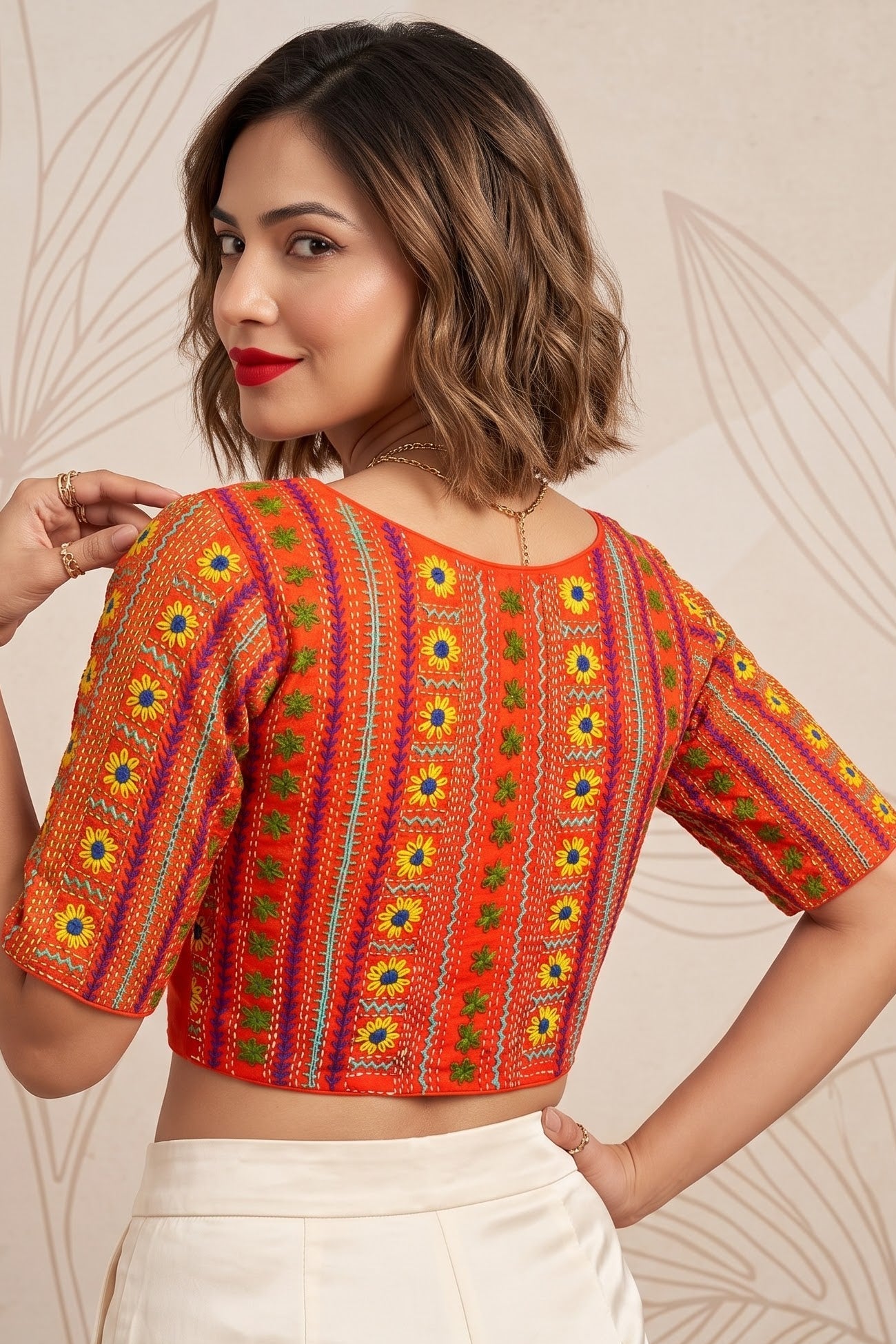 Sunflower Reverie-Multicolor Handwork Blouse