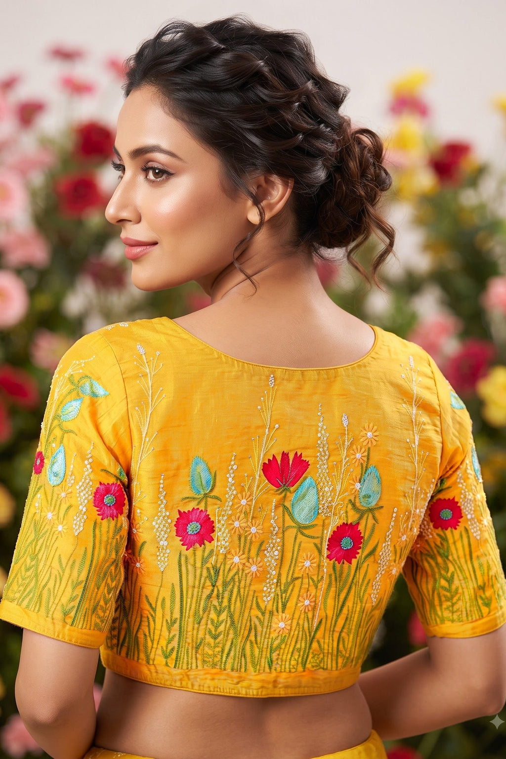 Gilded Garden Vichitra Silk Blouse