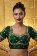 Green Fancy Silk Blouse
