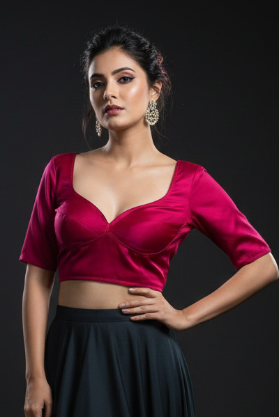 Plain Charm Fancy Designer Solid Color Blouse