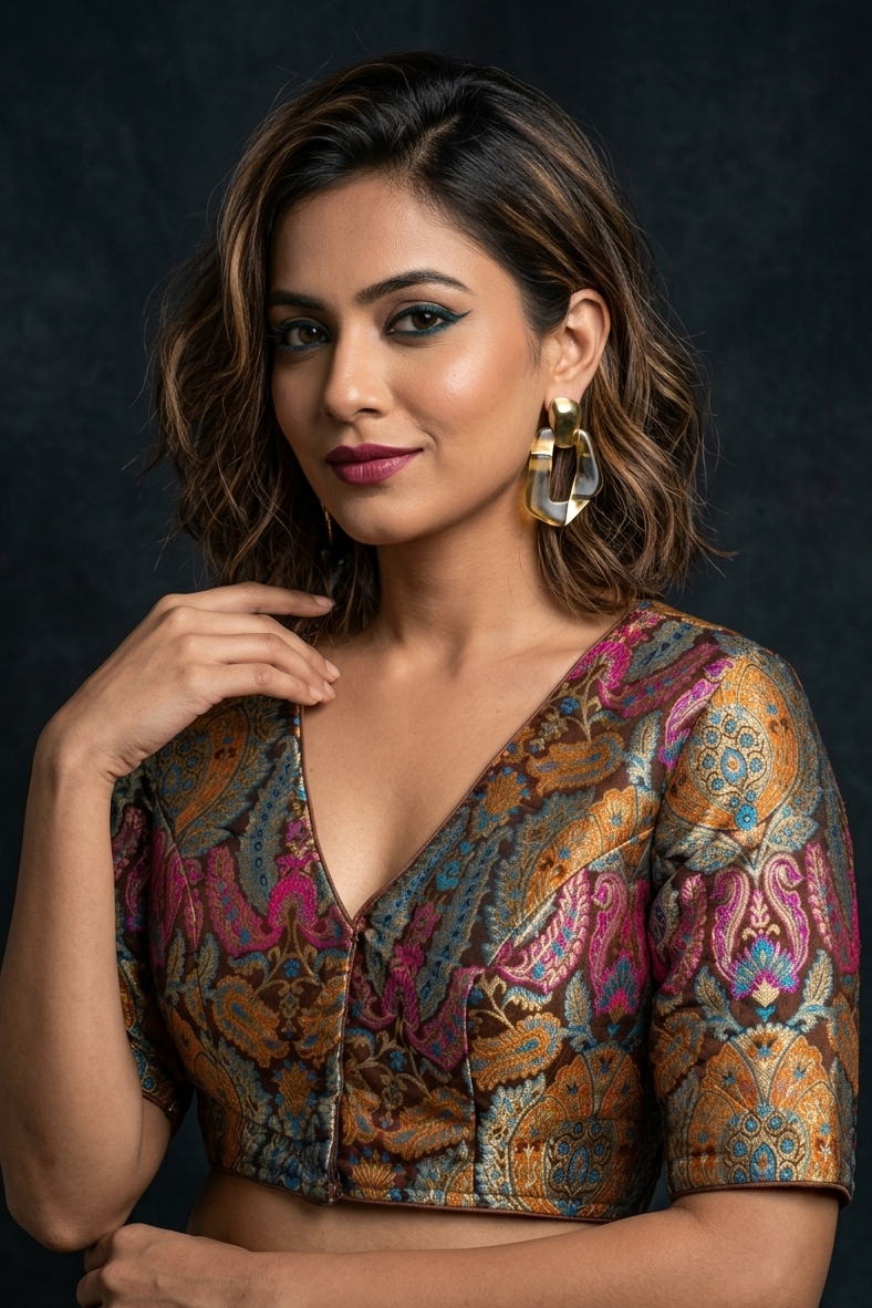 Colorful Dreams- Katan Silk Banarasi Blouse