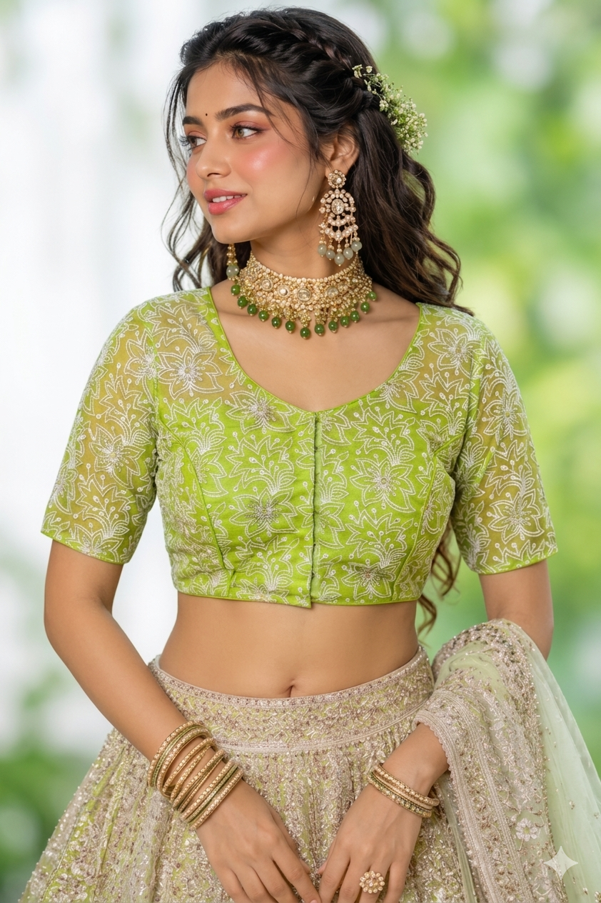Organza Twist – All Over Embroidered Organza Blouse