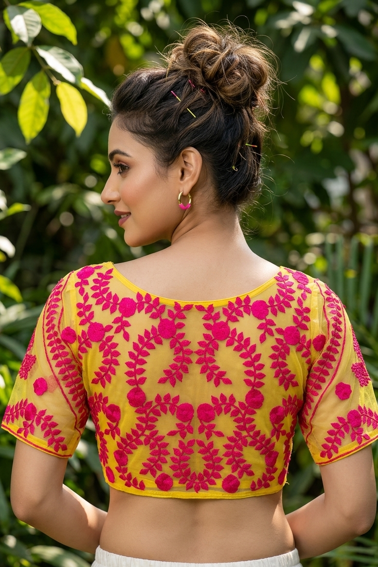Dancing Leaf- Designer Net Blouse