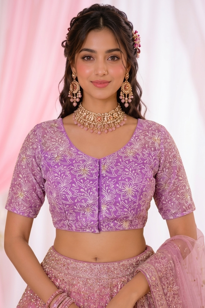 Organza Twist – All Over Embroidered Organza Blouse