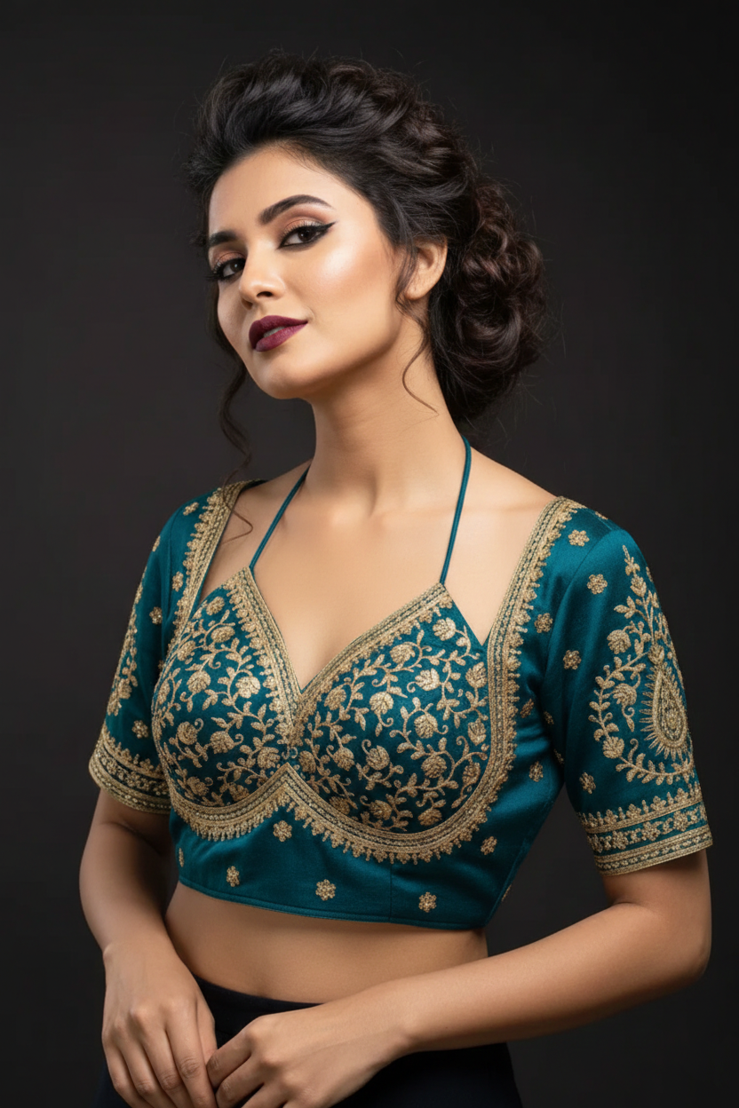 Flowing Art Designer Vichitra Silk Blouse