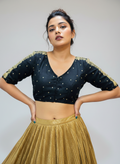 Black Royale Vichitra Silk Blouse