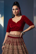 Season Of Velvet- Designer Blouse [Reddish Maroon]