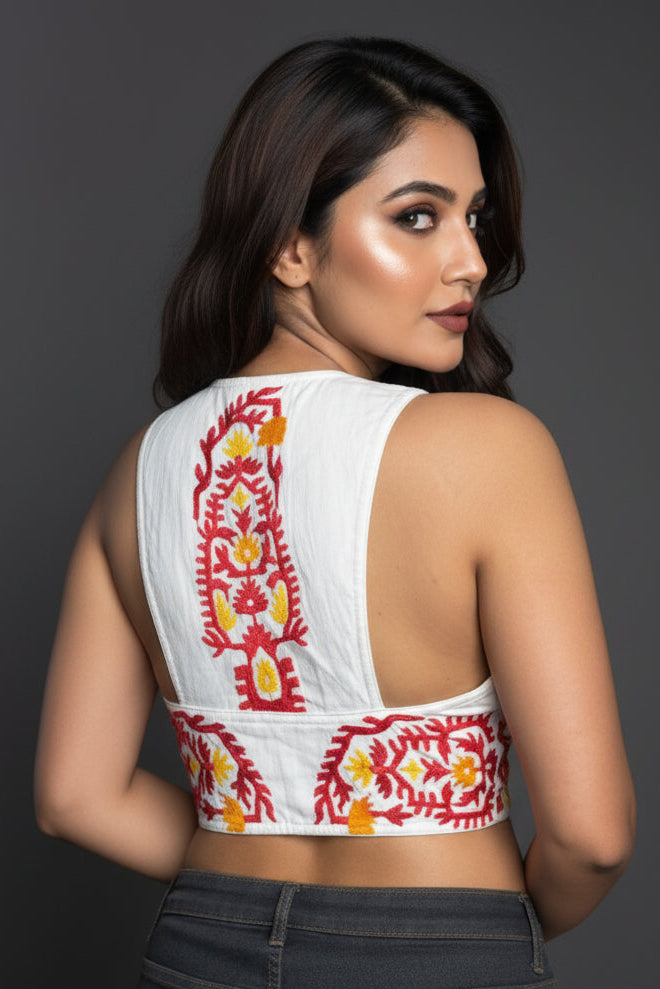 Ethereal White Beauty Designer Cotton Blouse