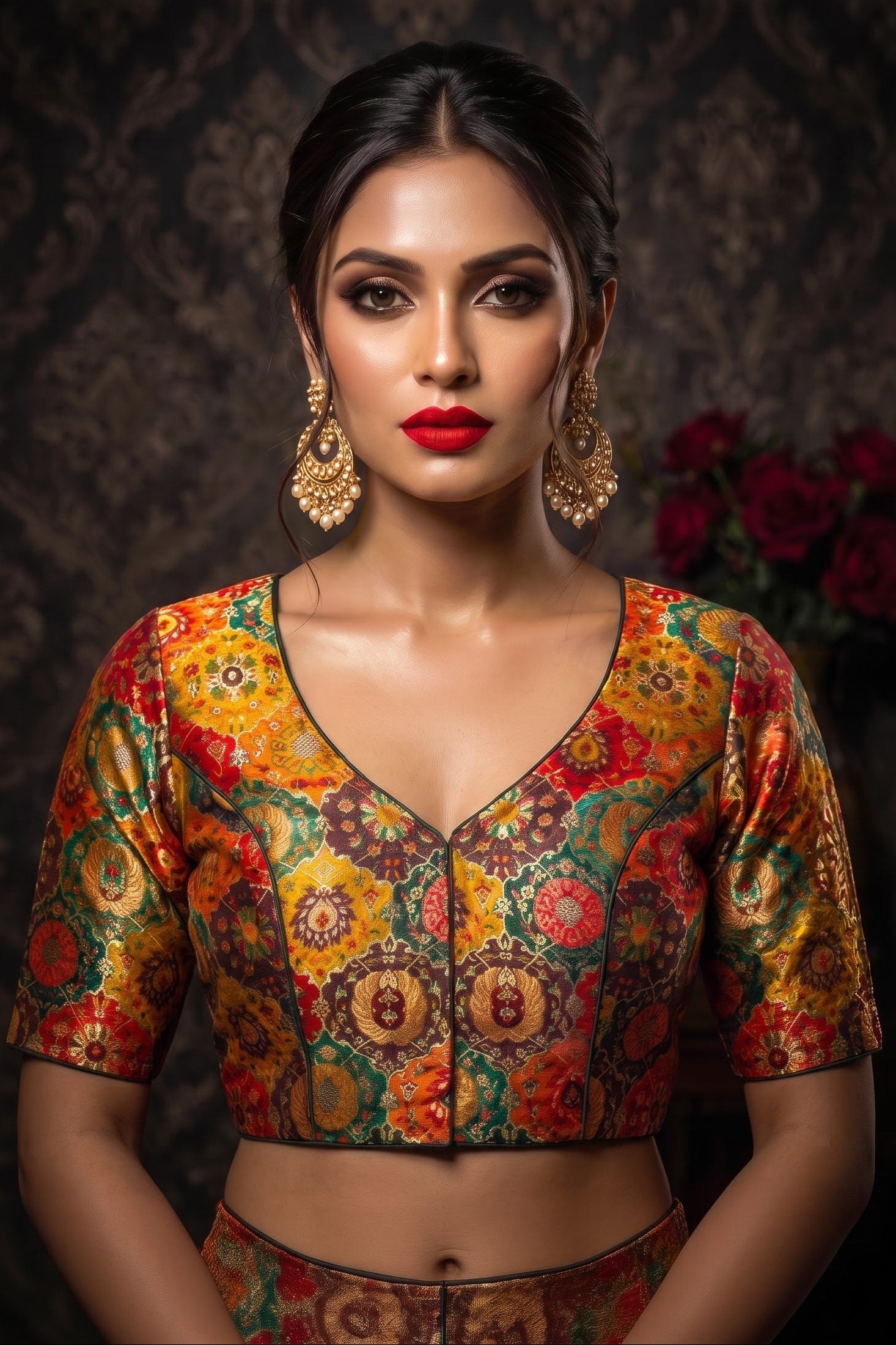 Crown on Repeat- Katan Silk Banarasi Blouse