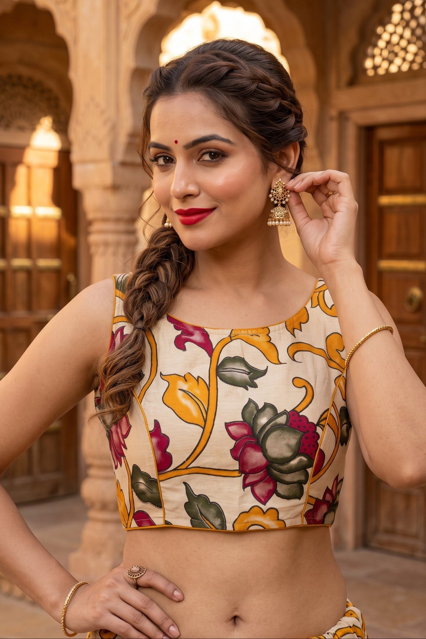 Fleur Essence kalamkari-Designer Blouse