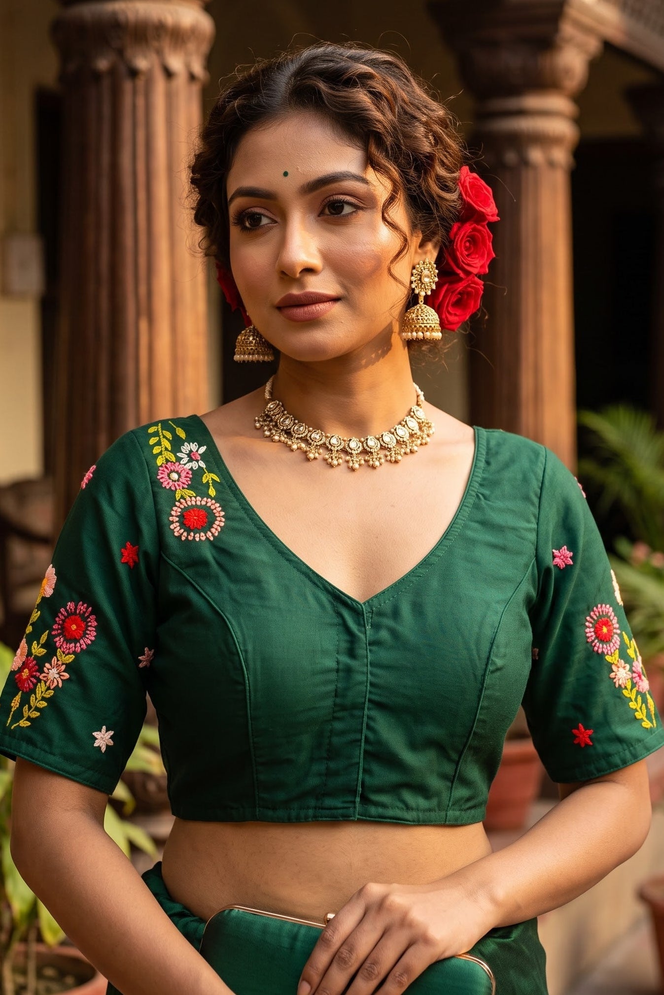 Blooming Paradise – Handstitched Designer Blouse