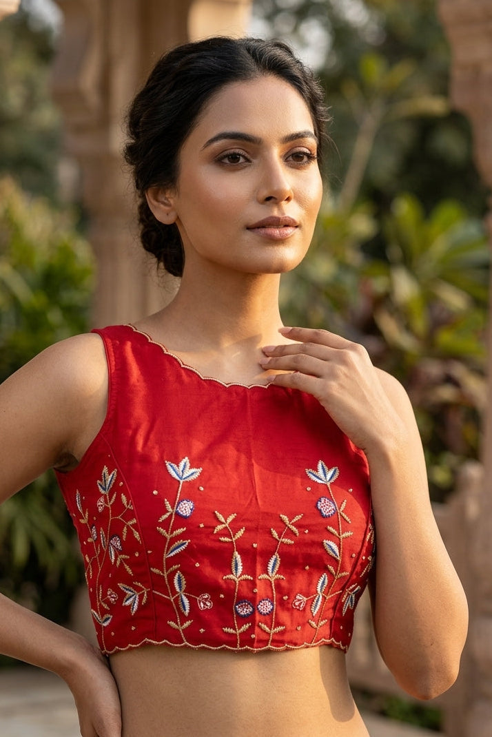 Rising Rever Floral Embroidery Blouse