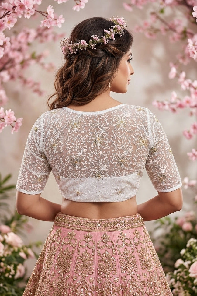 Organza Twist – All Over Embroidered Organza Blouse