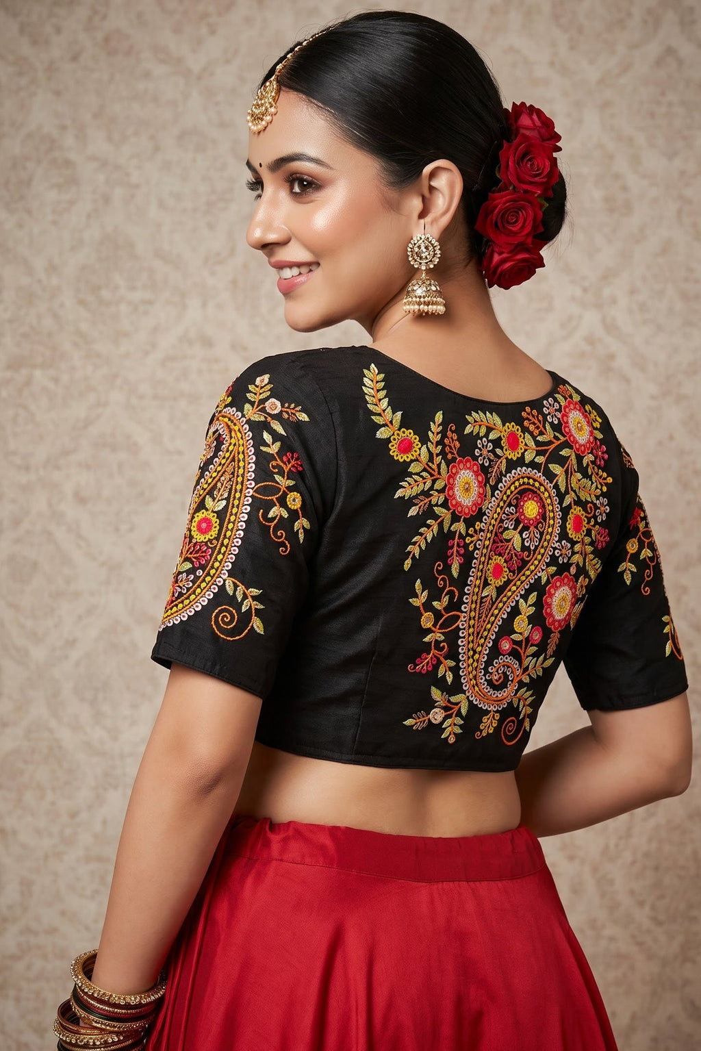 Festive Paisley Vichitra Silk Blouse