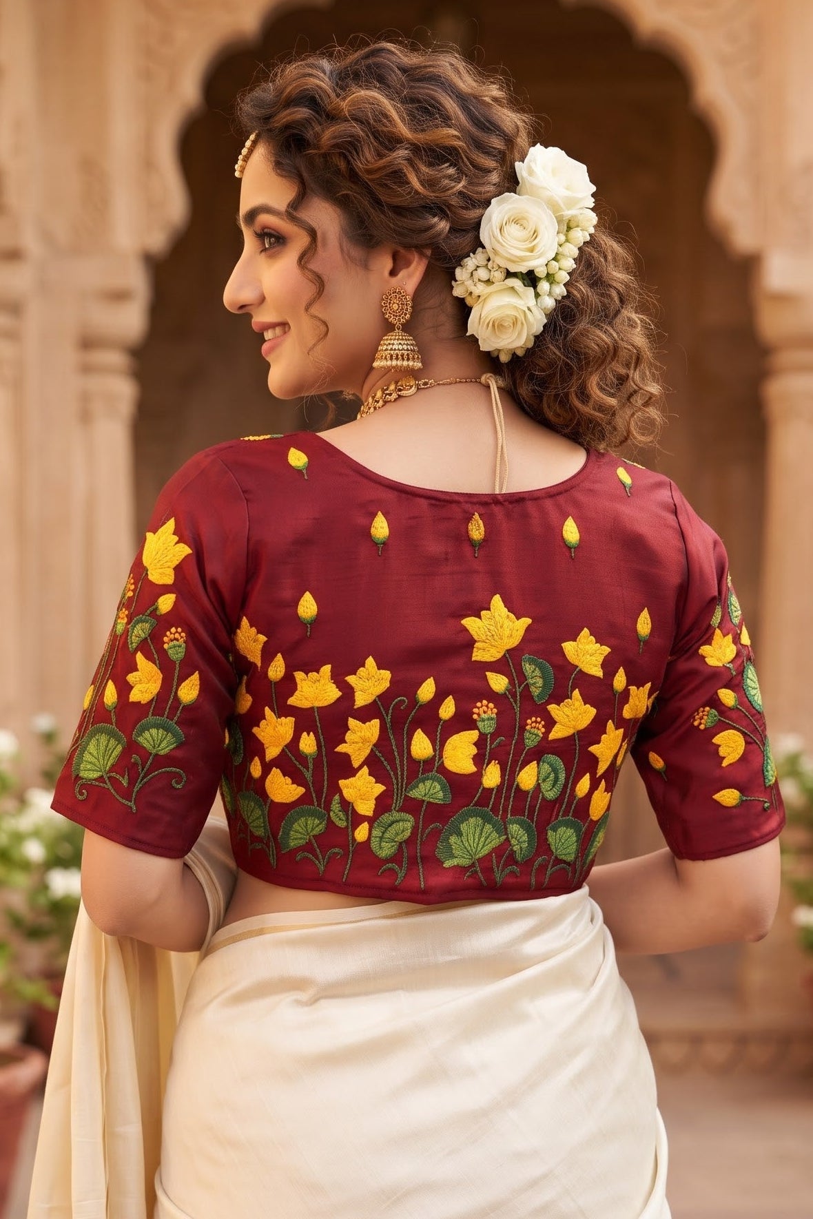 Lotus Majesty Vichitra Silk Blouse