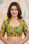 Retro Sketch Kalamkari Designer Blouse