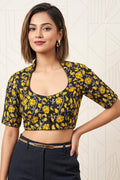Retro Sketch Kalamkari Designer Blouse