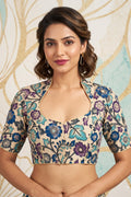 Retro Sketch Kalamkari Designer Blouse