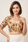 Retro Sketch Kalamkari Designer Blouse