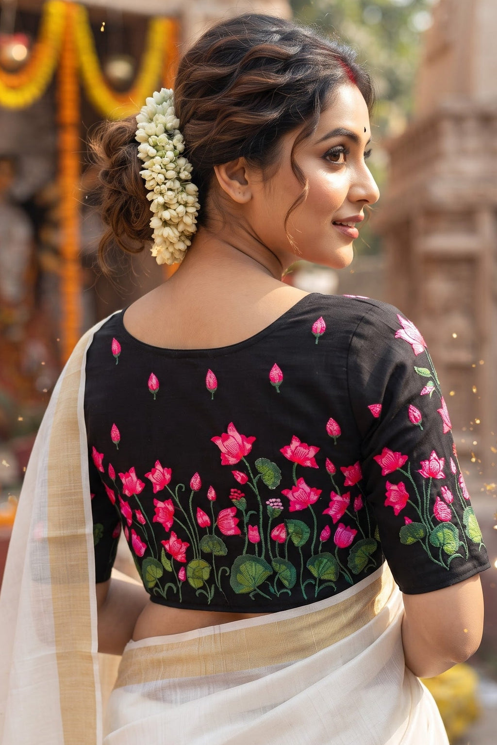 Lotus Majesty Vichitra Silk Blouse
