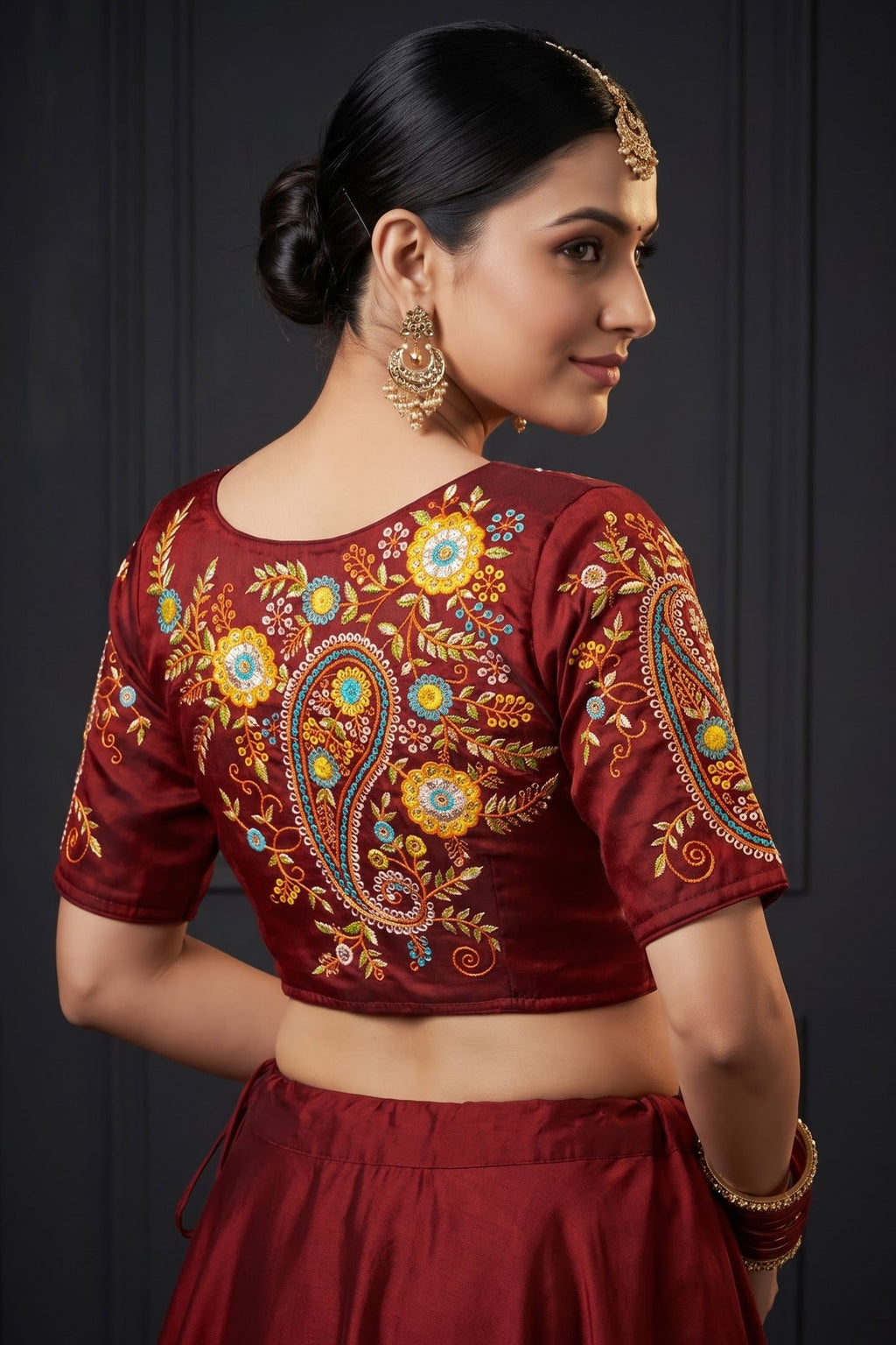 Festive Paisley Vichitra Silk Blouse