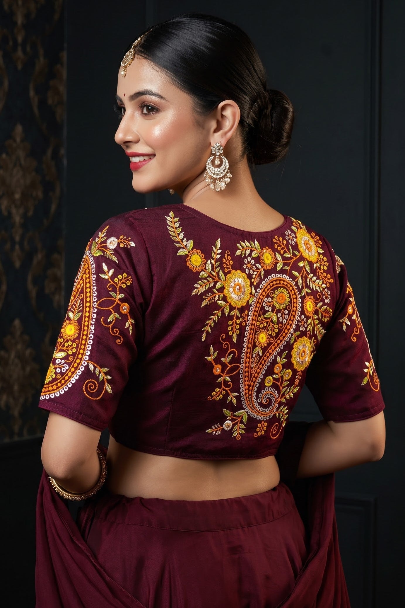 Festive Paisley Vichitra Silk Blouse
