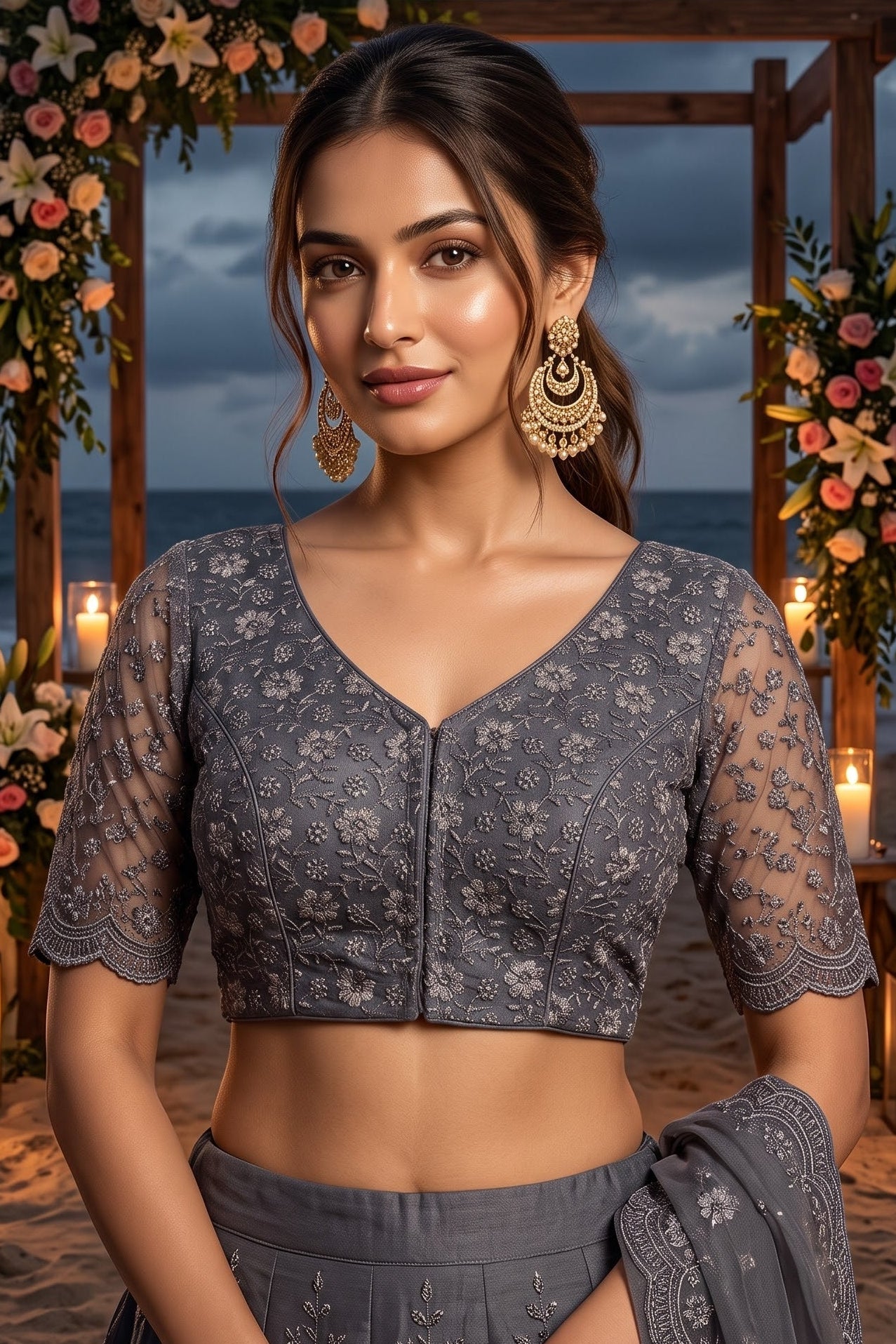 Magnificent Bloom Heritage Net Chikankari Blouse