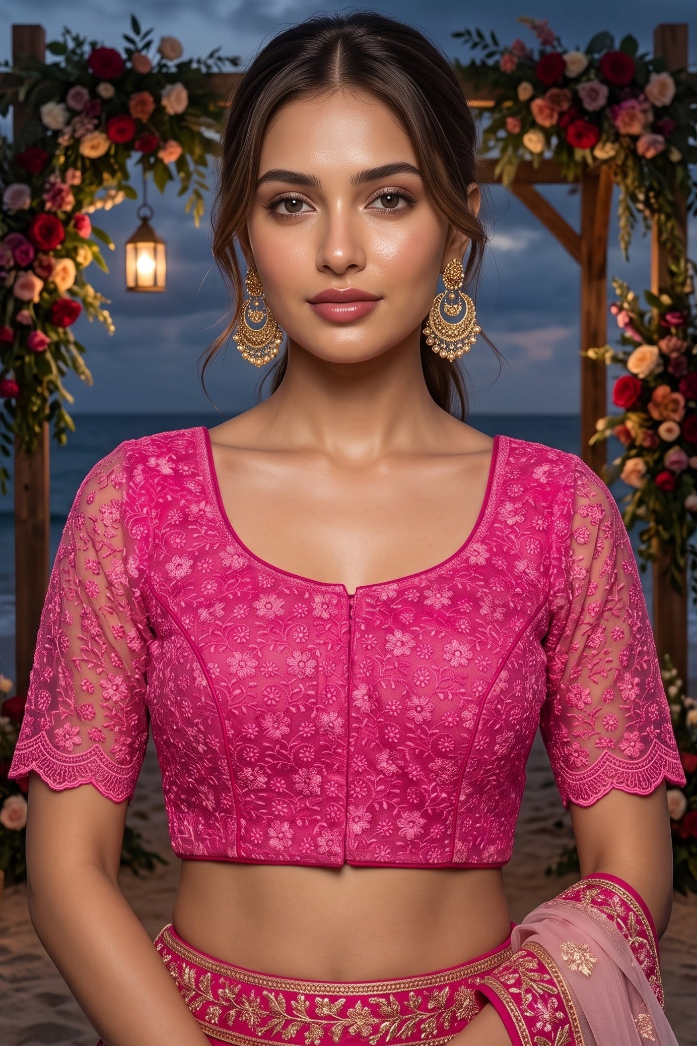 Enchanted Bloom Heritage Net Chikankari Blouse