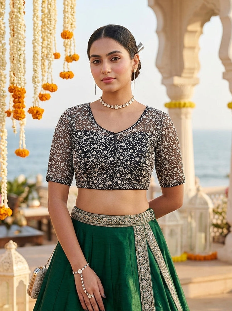 A Quiet Connection- Designer Net Blouse