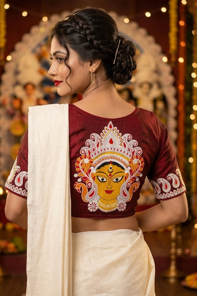 Agomoni - Traditional Designer Blouse(Maroon)