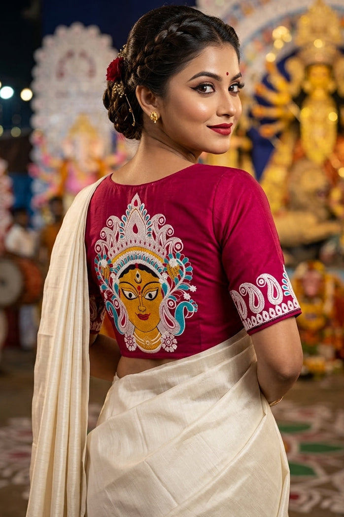 Agomoni - Traditional Designer Blouse(Pink)