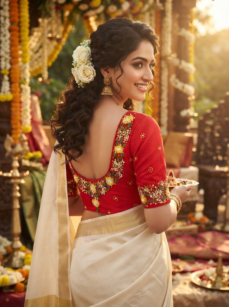 Blooming Scarlet Handwork Blouse