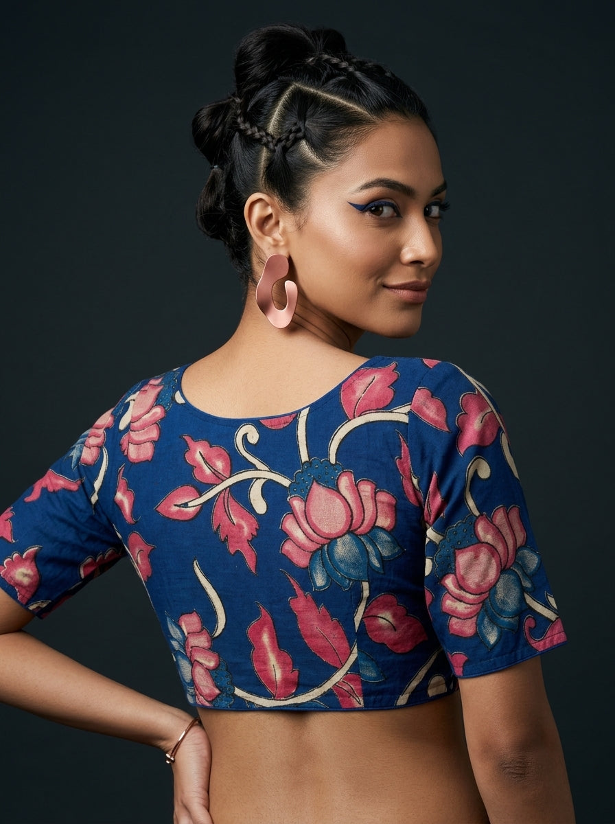 Neel Pushpa – Premium Kalamkari Blouse