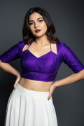 Purple Masaba Style Vichitra Silk Blouse