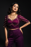 Partywear Wine Vichitra Silk Blouse