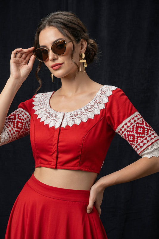 Red Embroidery - Designer Blouse