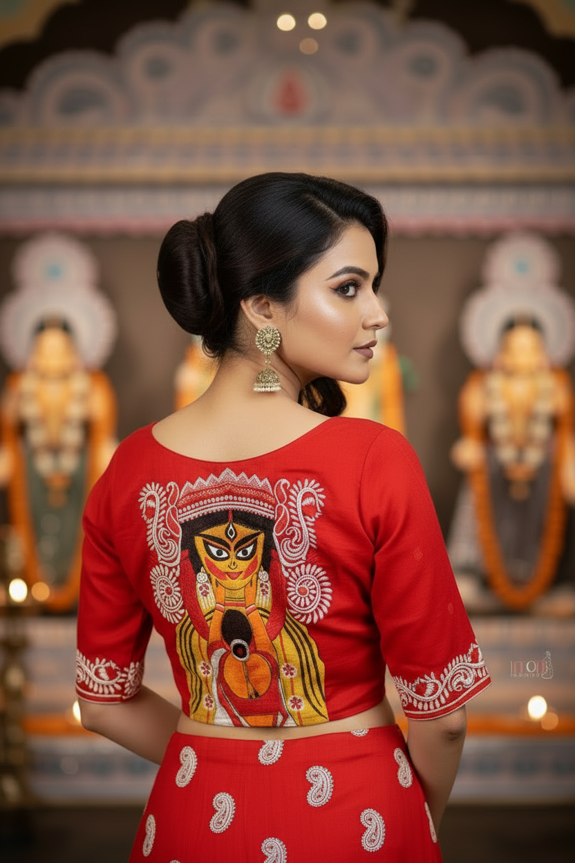 Devi Durga Biday Boron (দেবী দুর্গা বিদায় বরণ )Designer Traditional Blouse
