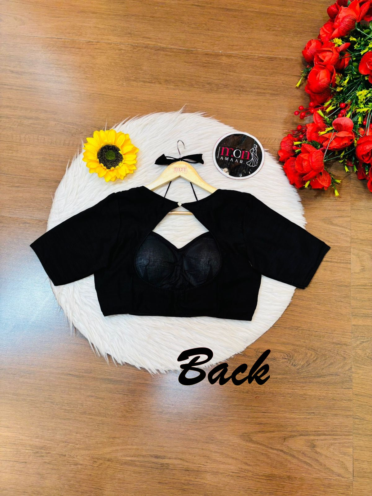 Black Masaba Style Vichitra Silk Blouse