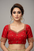 Mukti Vichitra Red Silk Blouse