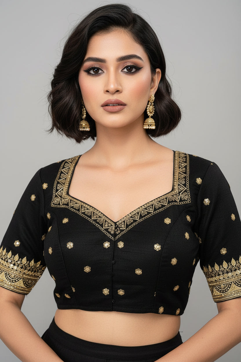 Mukti Vichitra Black Silk Blouse