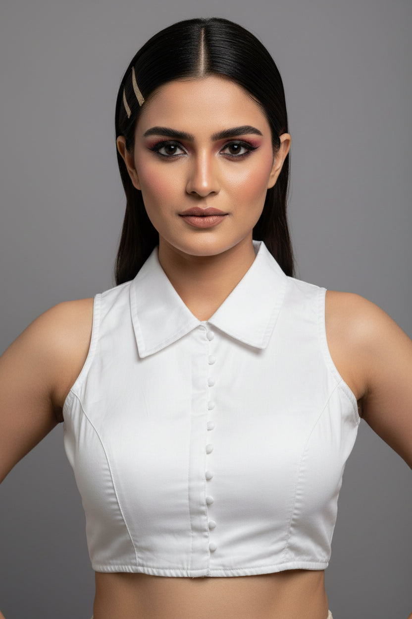 Swarna Kanya White Cotton Blouse