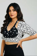White & Black Dabu Masaba Cotton Blouse [Shade 1]