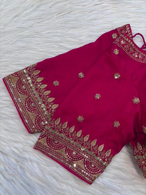 Sweet Embrace Pink color Designer Blouse(V-Neck)