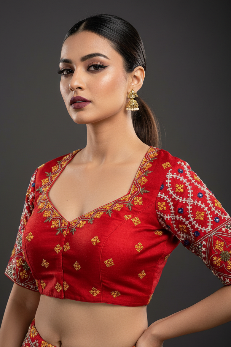 Kutch Style Vichitra Silk Blouse