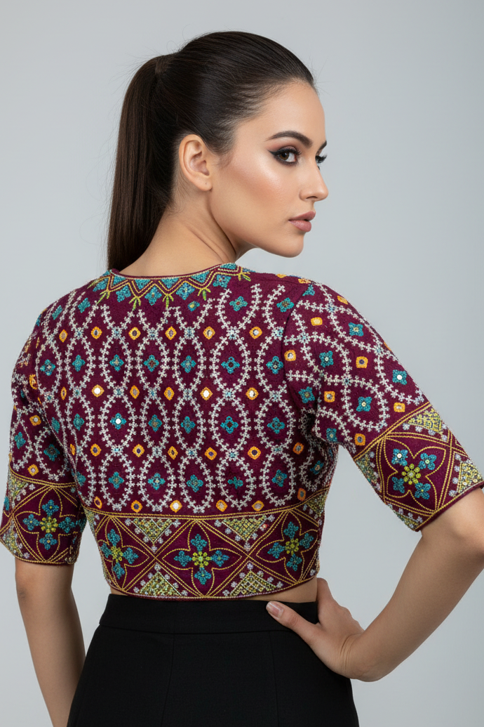 Kutch Style Vichitra Silk Blouse